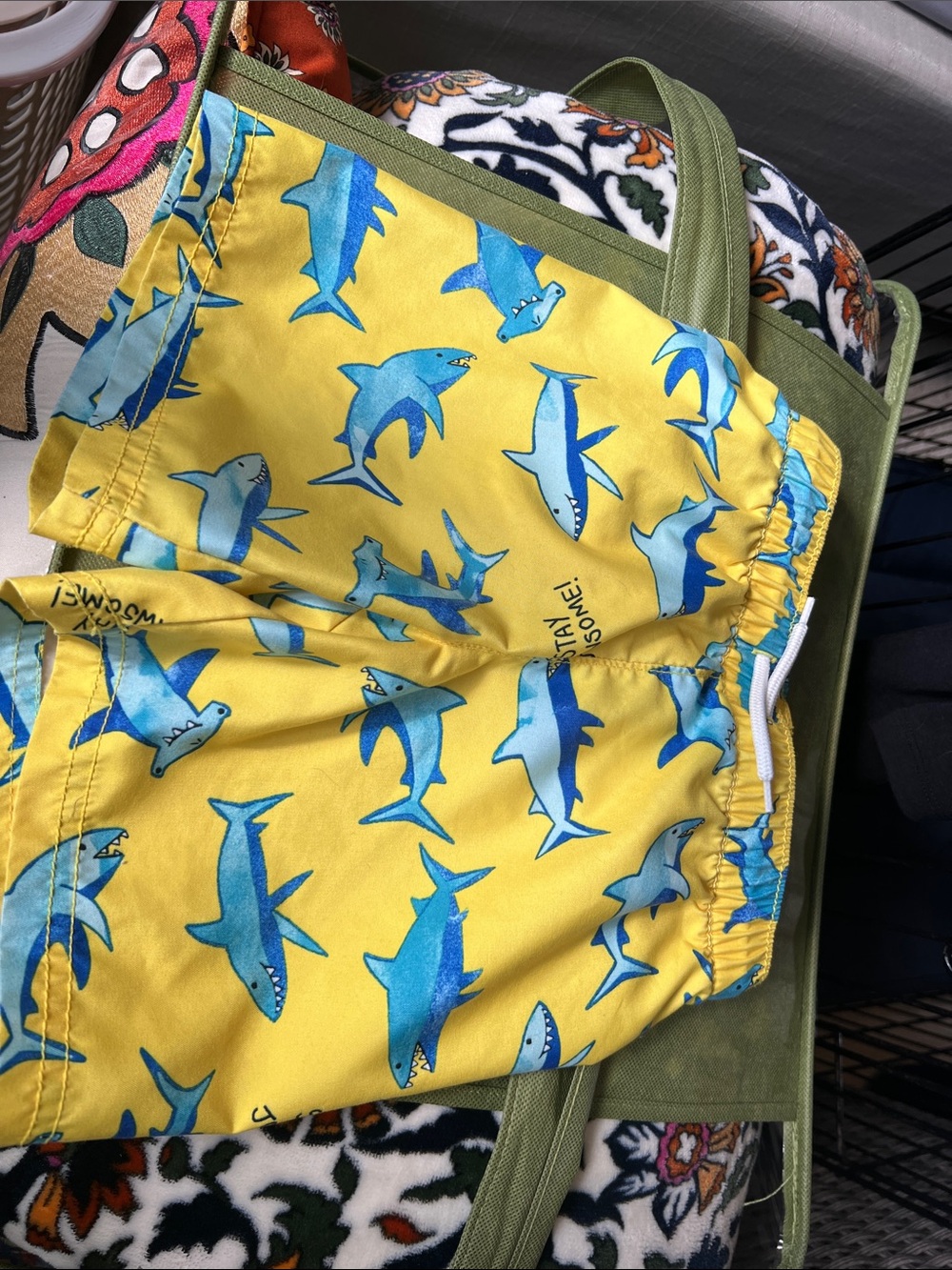 Old Navy Yellow Shark Print Swim Shorts